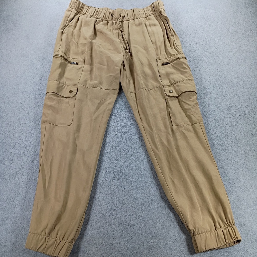 Banana Republic Women Cargo Jogger Tan M Tencel Utility Pockets